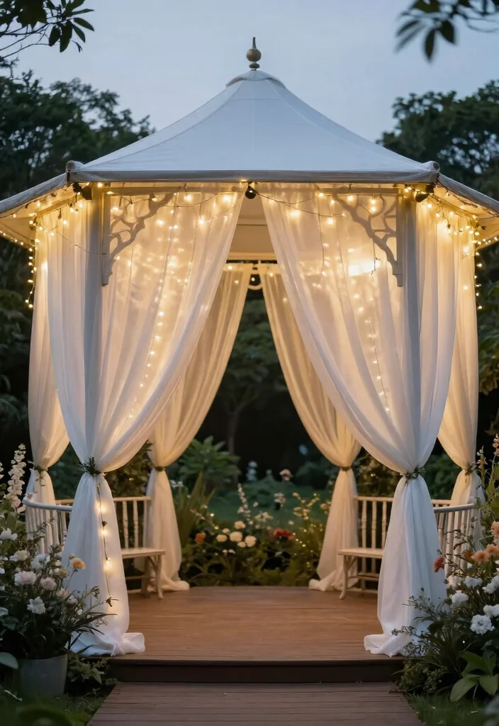 11 Romantic Gazebo Styling Ideas for a Perfect Wedding 3. Draped Elegance 0
