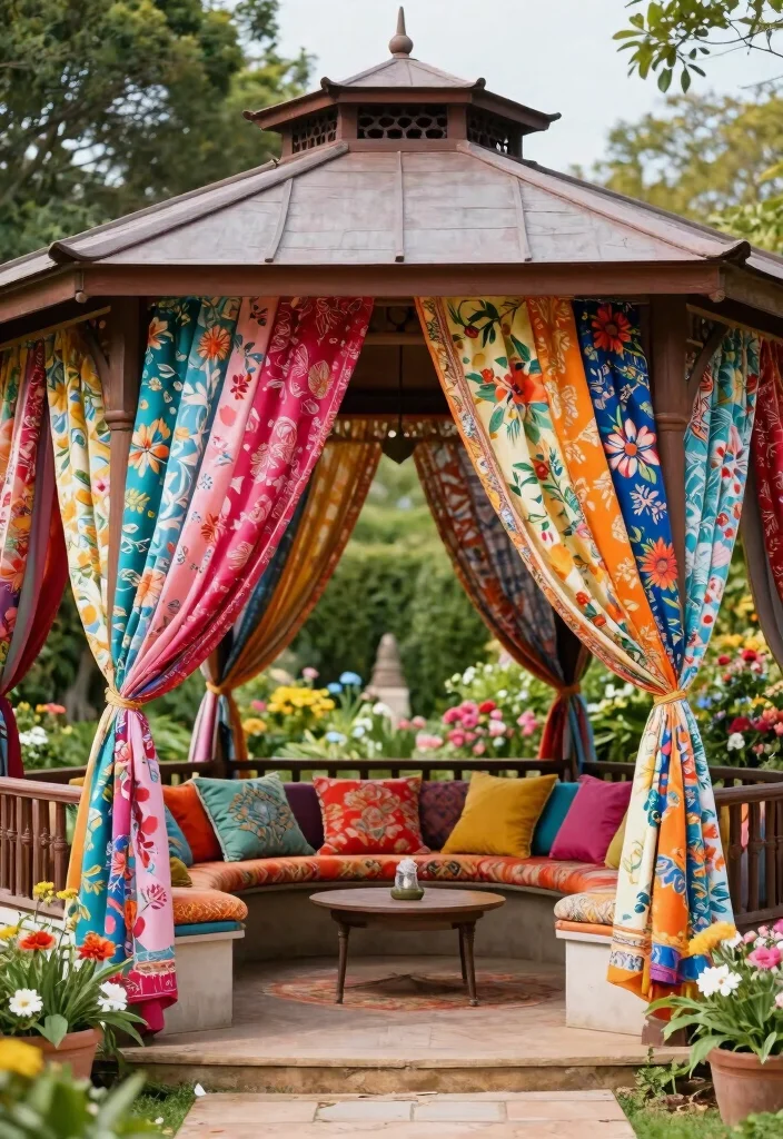11 Romantic Gazebo Styling Ideas for a Perfect Wedding 8. Colorful Fabrics 0
