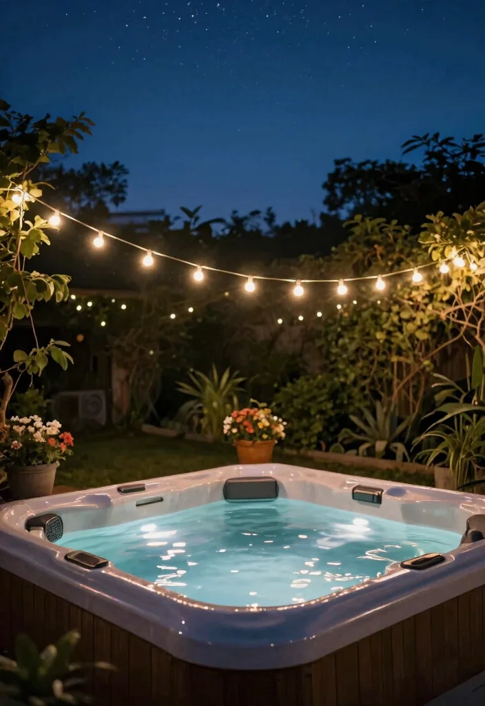 11 Romantic Hot Tub Lighting Ideas for Date Night 1. Twinkling Fairy Lights 0