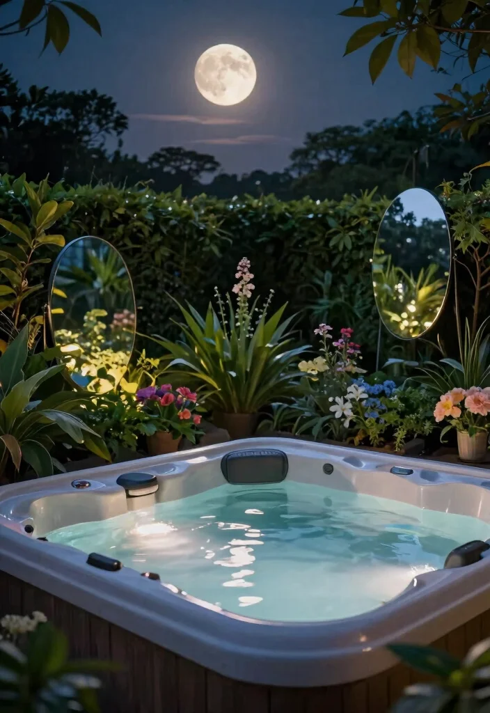 11 Romantic Hot Tub Lighting Ideas for Date Night 10. Soft Moonlight with Reflectors 0