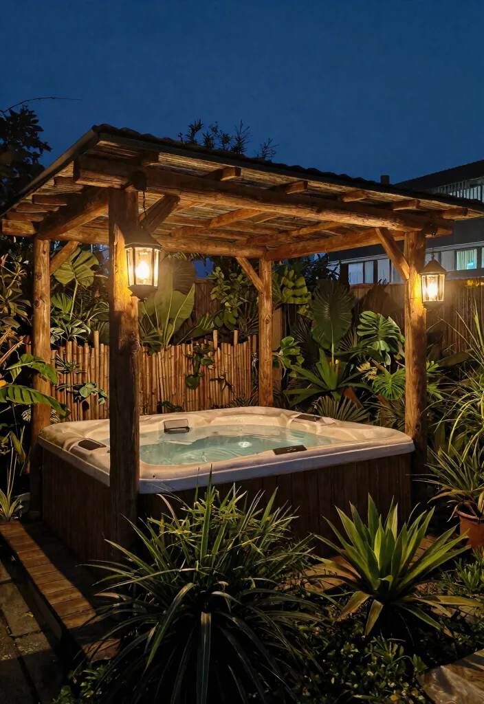 11 Romantic Hot Tub Lighting Ideas for Date Night 11. Rustic Wood Lighting 0