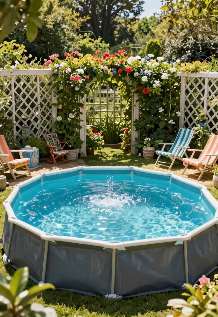 11 Secure Above Ground Pool Fence Ideas (Safe & Stylish) 60 11 Secure Above Ground Pool Fence Ideas Safe Stylish 10. Trellis Fencing with Climbing Plants 0