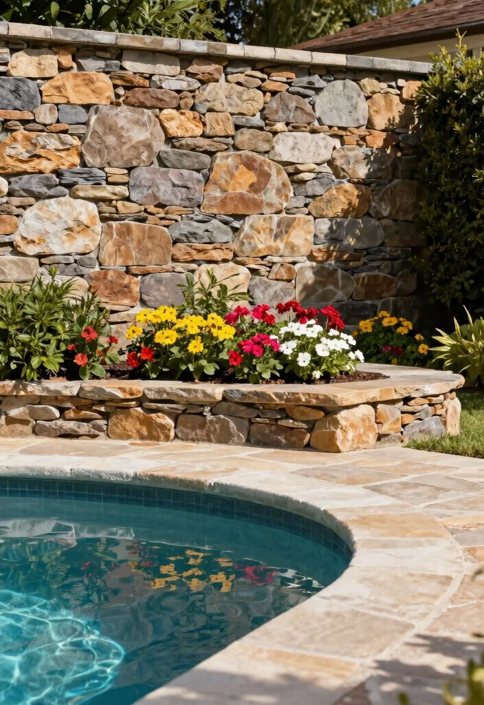 11 Secure Above Ground Pool Fence Ideas (Safe & Stylish) 38 11 Secure Above Ground Pool Fence Ideas Safe Stylish 8. Stone Wall Fencing 0