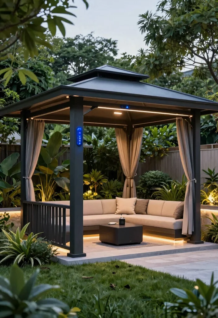 11 Sleek Garden Gazebo Modern Pergola Designs 2026 10. Smart Technology Integration The Future of Outdoor Living 0