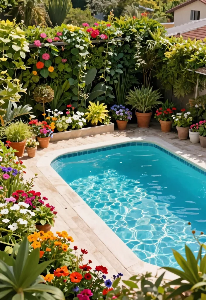 11 Stunning Above Ground Pool Deck Ideas Before After 3. Lush Greenery and Planting Beds 0