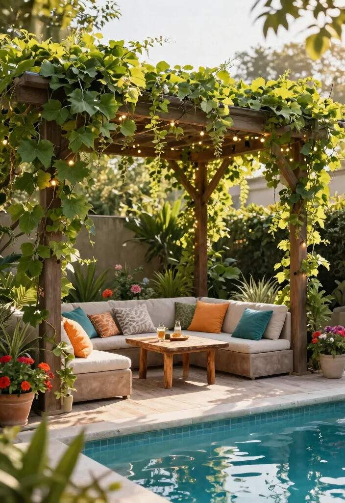 11 Stunning Above Ground Pool Deck Ideas Before After 5. Pergolas and Shade Structures 0