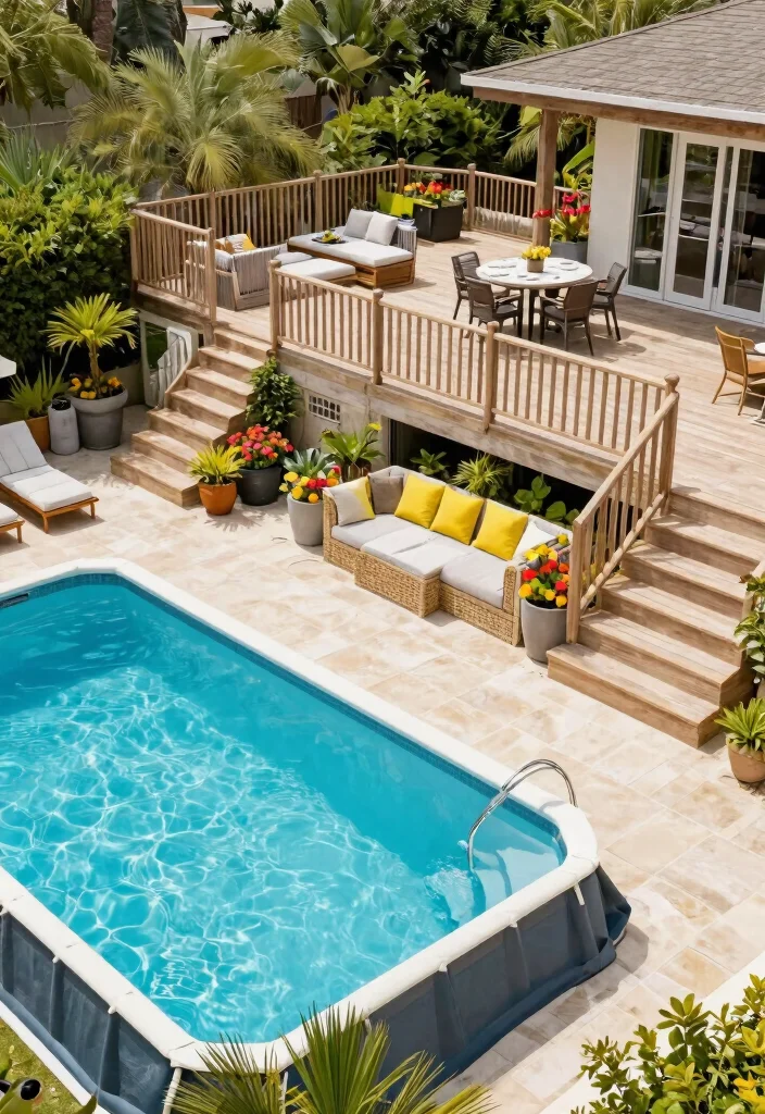 11 Stunning Above Ground Pool Deck Ideas Before After 6. Multi Level Decking 0