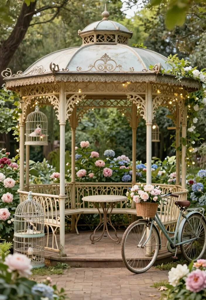 12 Creative Animal Crossing Gazebo Ideas for Island Design 10. Vintage Garden Decor 0