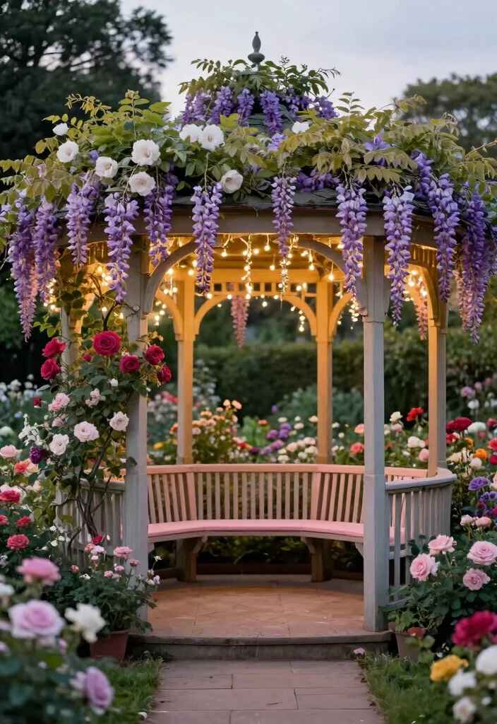 12 Creative Animal Crossing Gazebo Ideas for Island Design 3. Elegant Floral Canopy 0