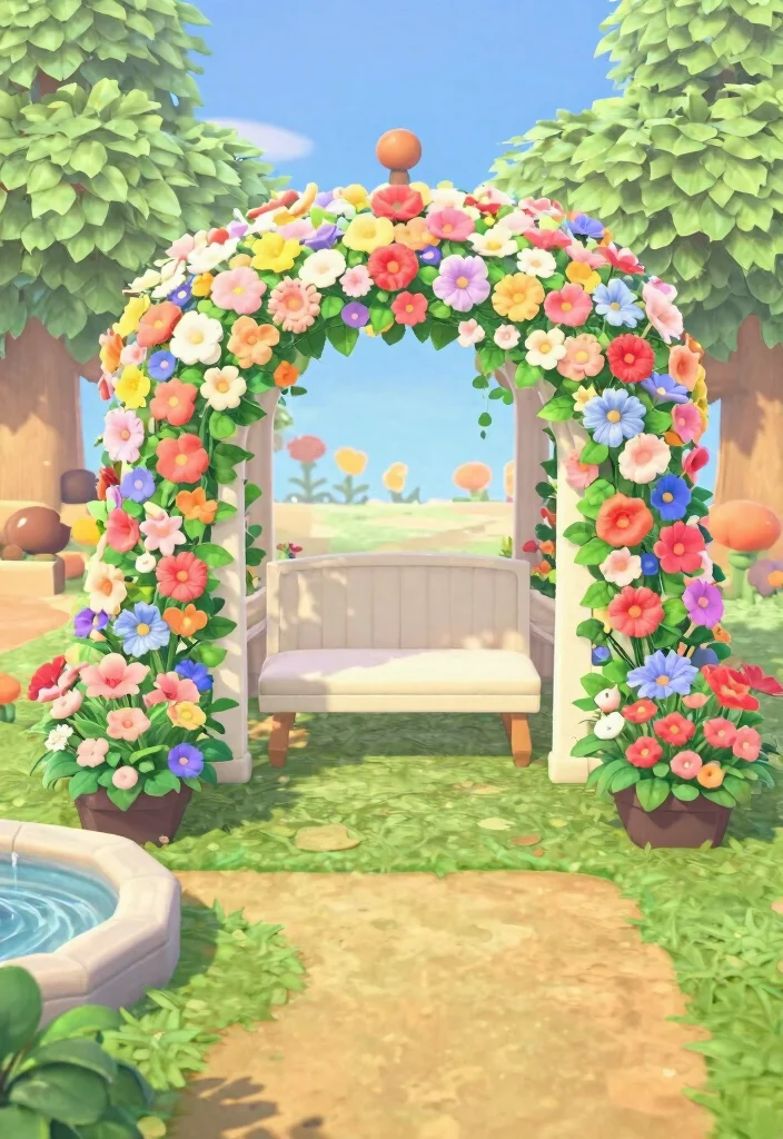 12 Cute ACNH Gazebo Ideas for Your Island Paradise 39 12 Cute ACNH Gazebo Ideas for Your Island Paradise 9. Floral Arch Gazebo 0