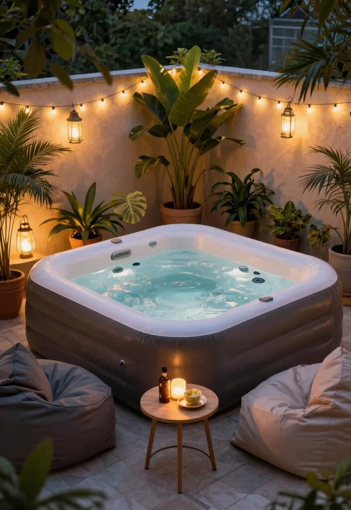 12 Genius Inflatable Hot Tub Ideas (Make it Look Pro!) 1 12 Genius Inflatable Hot Tub Ideas Make it Look Pro 1. Cozy Corner Retreat 0