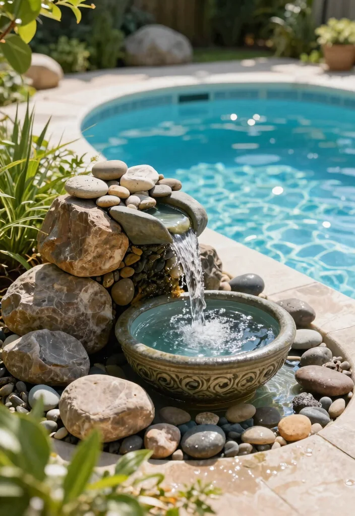 12 Life Changing Above Ground Pool Hacks Must Try 8. DIY Water Feature 0