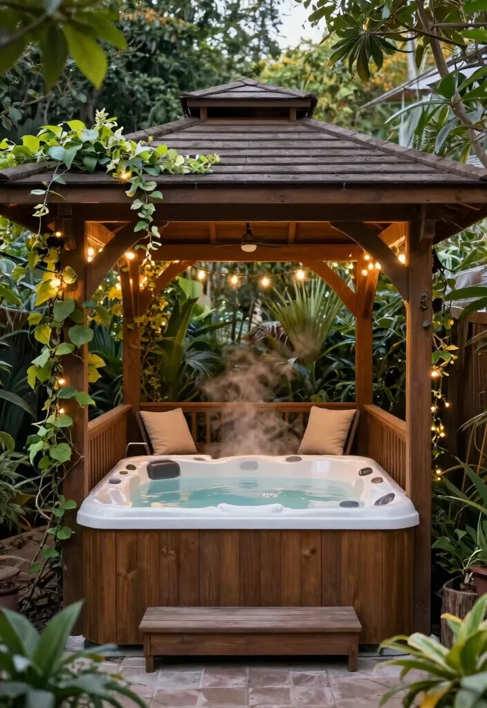 12 Refreshing Outdoor Hot Tub Ideas for Any Climate 14 12 Refreshing Outdoor Hot Tub Ideas for Any Climate 4. Hot Tub Gazebos for Year Round Use 0