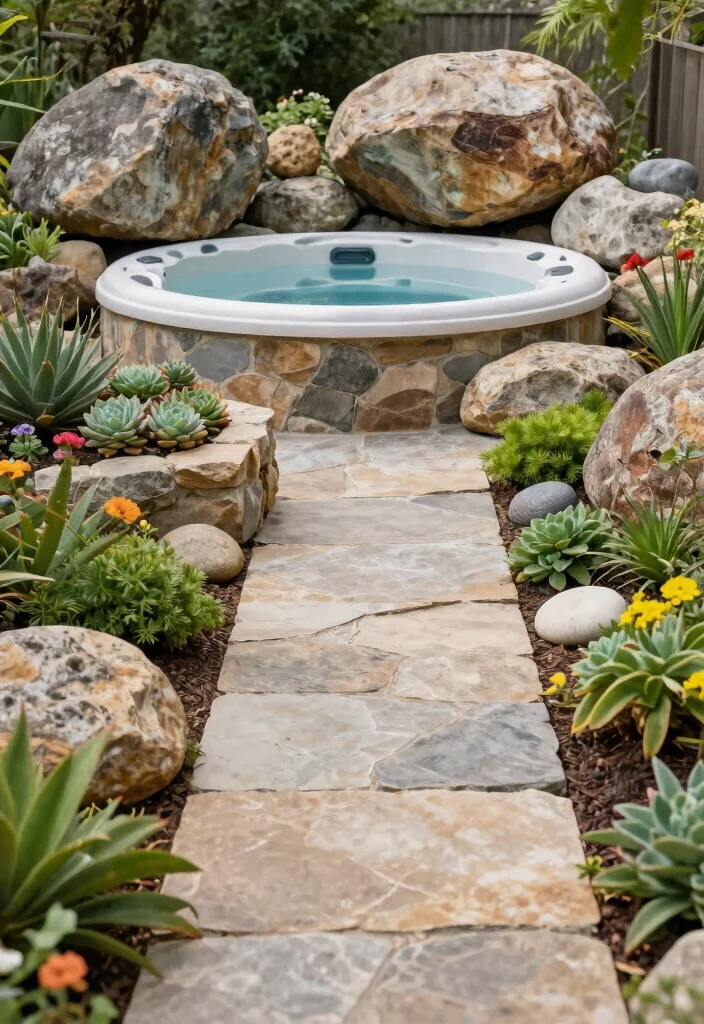 12 Refreshing Outdoor Hot Tub Ideas for Any Climate 15 12 Refreshing Outdoor Hot Tub Ideas for Any Climate 5. Incorporating Stone Features for Natural Aesthetics 0