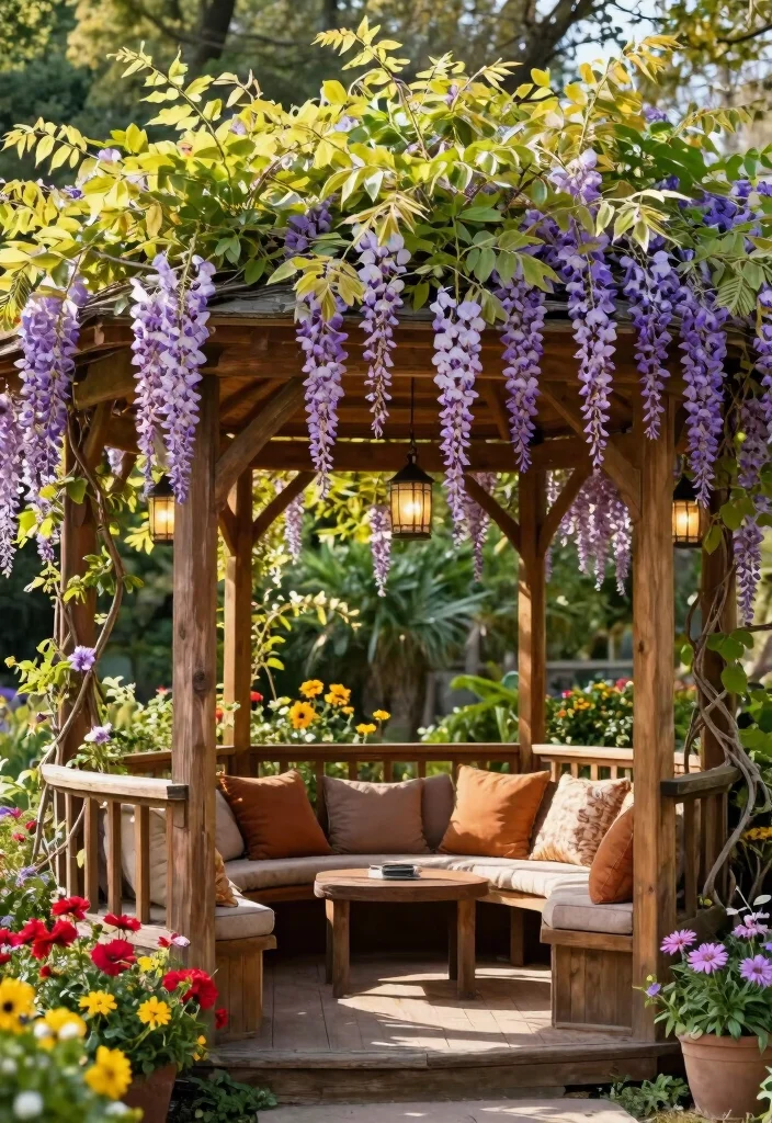 12 Versatile Gazebo Concepts to Elevate Your Outdoor Living 1 12 Versatile Gazebo Concepts to Elevate Your Outdoor Living 1. Rustic Wooden Gazebo with Climbing Vines 0