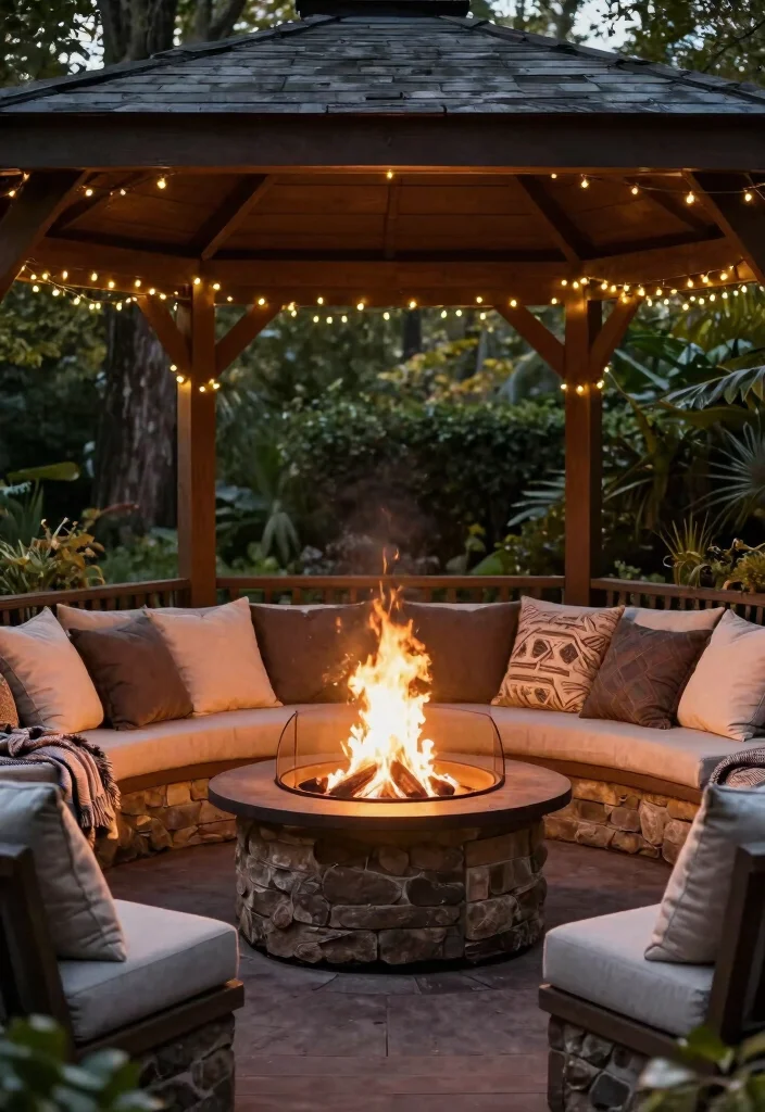 12 Versatile Gazebo Concepts to Elevate Your Outdoor Living 50 12 Versatile Gazebo Concepts to Elevate Your Outdoor Living 10. Gazebo with Built in Fire Pit 0