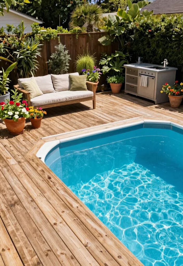 13 Incredible Backyard Pool Designs Above Ground Edition 1. Natural Oasis with Wood Decking 0