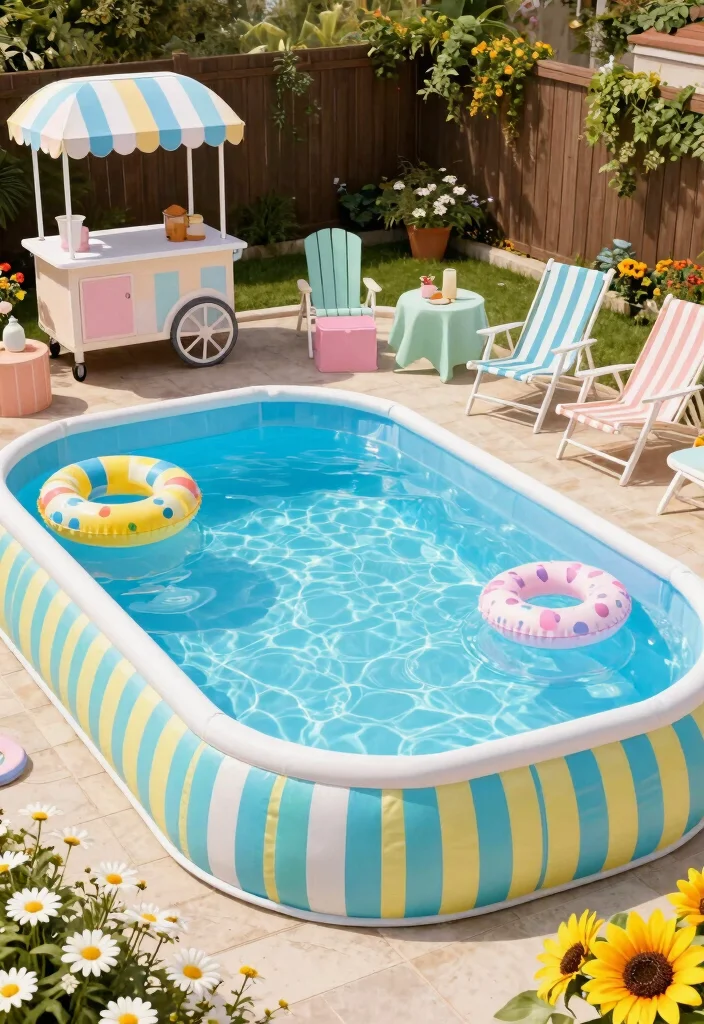 13 Incredible Backyard Pool Designs Above Ground Edition 8. Vintage Flair with Retro Decor 0
