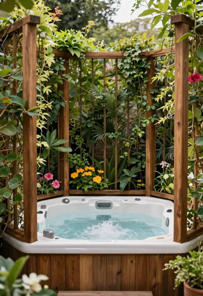 15 Cool Hot Tub Accessories Ideas for More Fun 10. Garden Privacy Screens 0