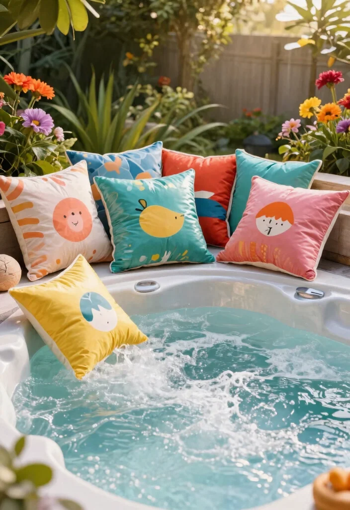 15 Cool Hot Tub Accessories Ideas for More Fun 12. Decorative Hot Tub Pillows 0