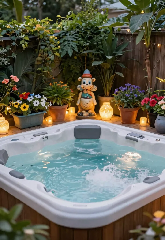 15 Cool Hot Tub Accessories Ideas for More Fun 15. Hot Tub Garden Dcor 0