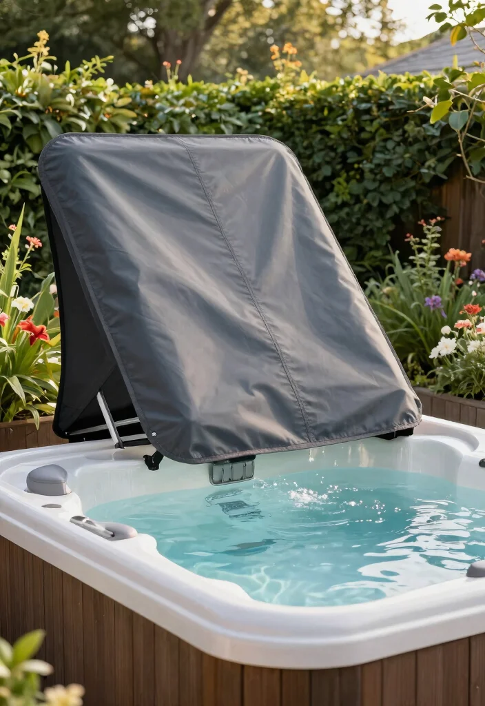 15 Cool Hot Tub Accessories Ideas for More Fun 3. Hot Tub Cover Lift 0
