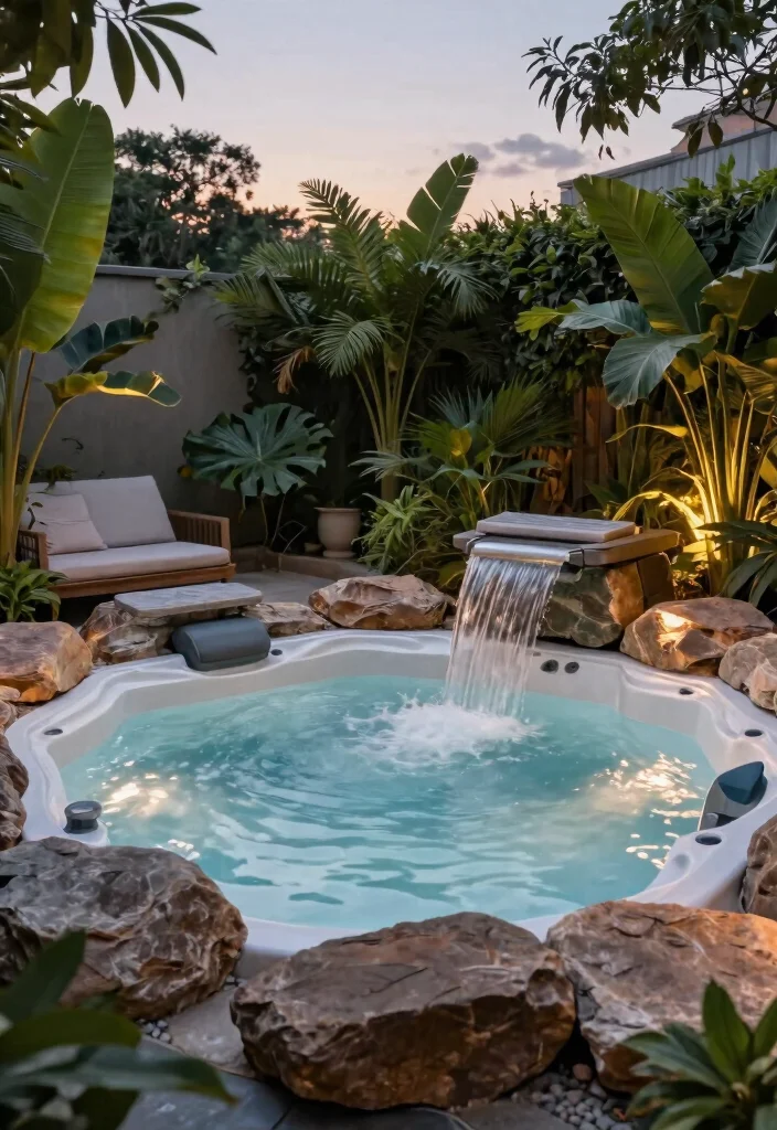 15 Creative Hot Tub Ideas to Upgrade Your Home Spa 3. Waterfall Features 0
