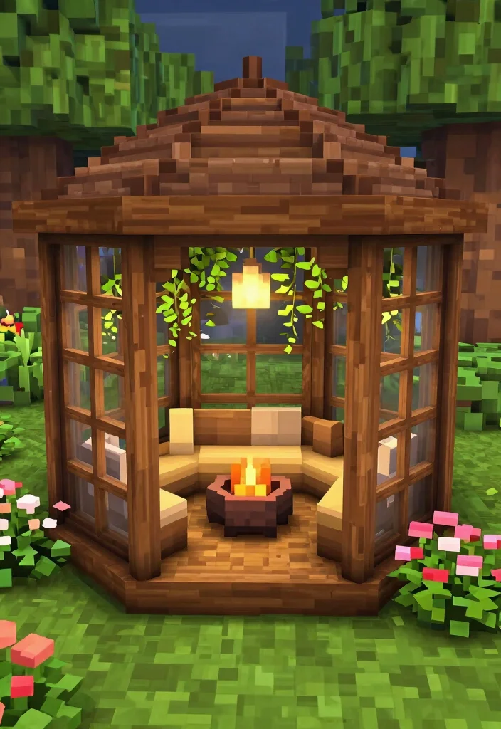 15 Creative Minecraft Gazebo Ideas for Your Virtual World 10. Enclosed Gazebo 0