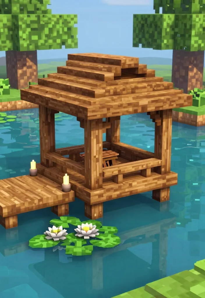 15 Creative Minecraft Gazebo Ideas for Your Virtual World 12. Boat Dock Gazebo 0