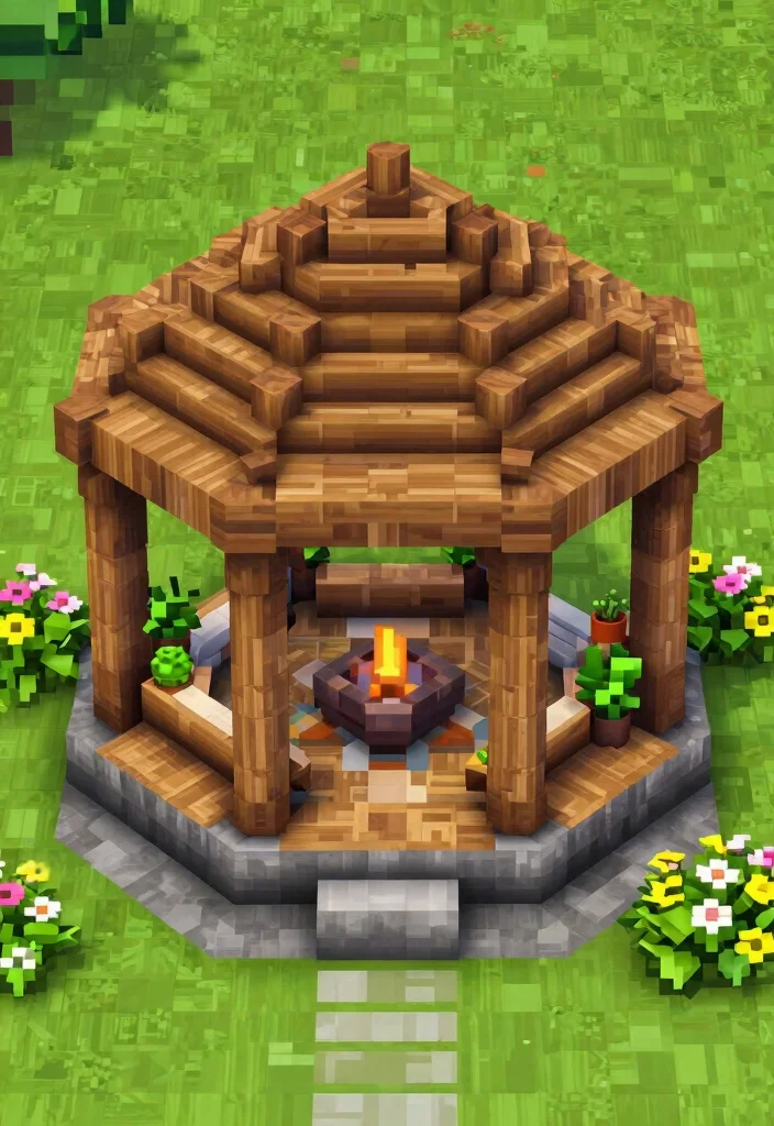 15 Creative Minecraft Gazebo Ideas for Your Virtual World 13. Hexagonal Gazebo 0