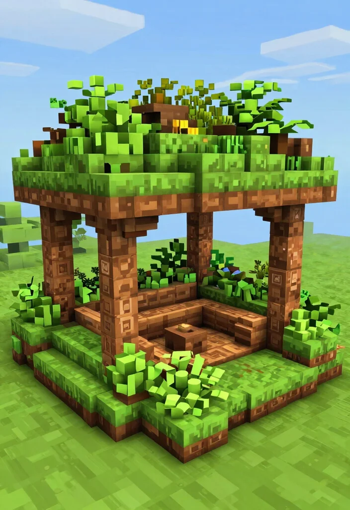 15 Creative Minecraft Gazebo Ideas for Your Virtual World 15. Gazebo with Roof Garden 0