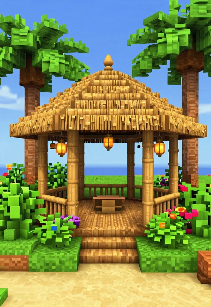 15 Creative Minecraft Gazebo Ideas for Your Virtual World 3. Circular Bamboo Gazebo 0
