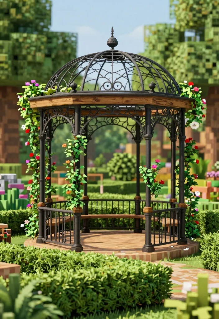 15 Creative Minecraft Gazebo Ideas for Your Virtual World 6. Vintage Iron Gazebo 0