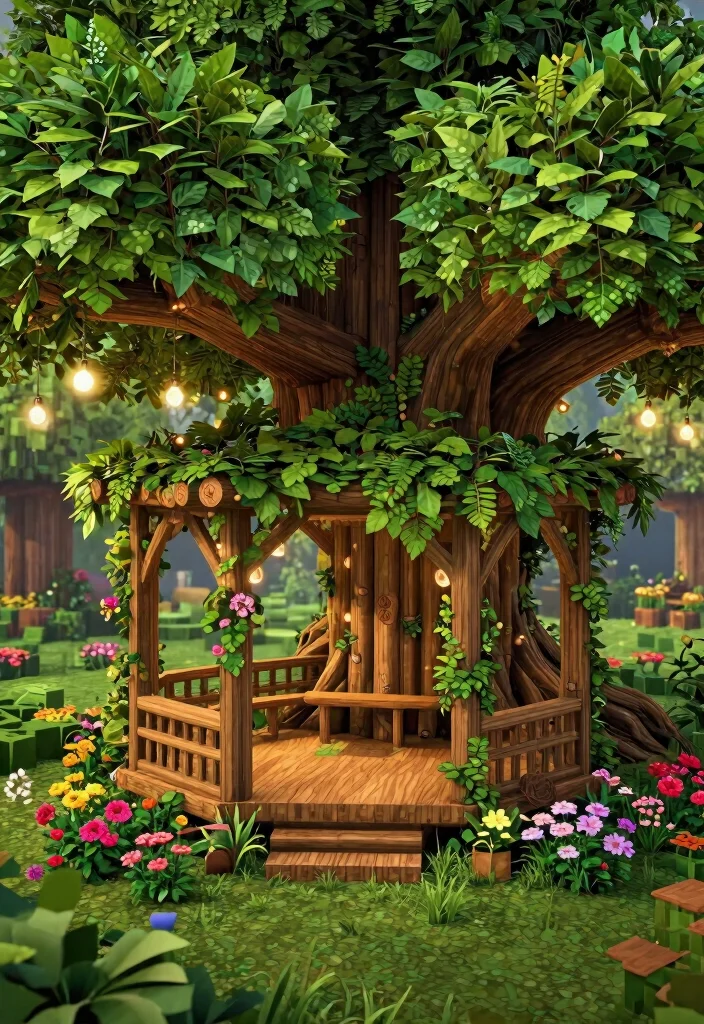 15 Creative Minecraft Gazebo Ideas for Your Virtual World 8. Fantasy Tree Gazebo 0