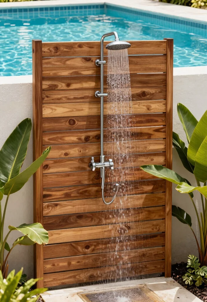 15 Genius DIY Above Ground Pool Ideas On a Budget 11. DIY Outdoor Shower 0