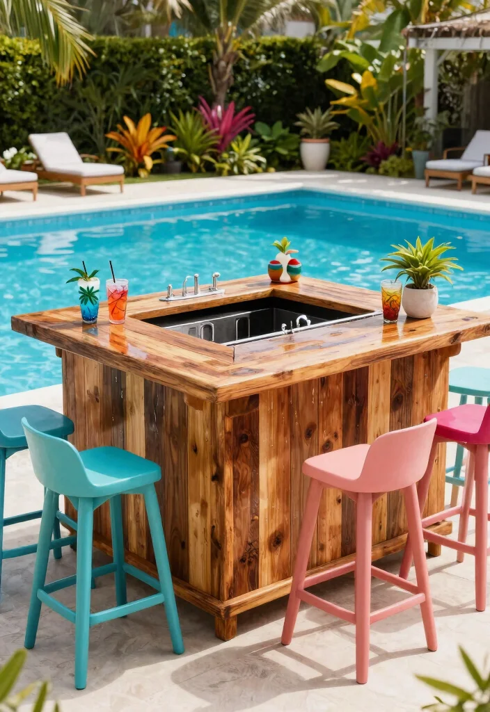 15 Genius DIY Above Ground Pool Ideas On a Budget 4. DIY Poolside Wet Bar 0