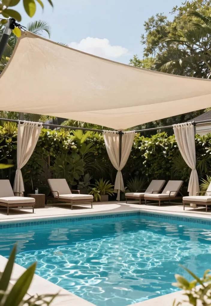 15 Genius DIY Above Ground Pool Ideas On a Budget 5. Shade Sail Canopy 0