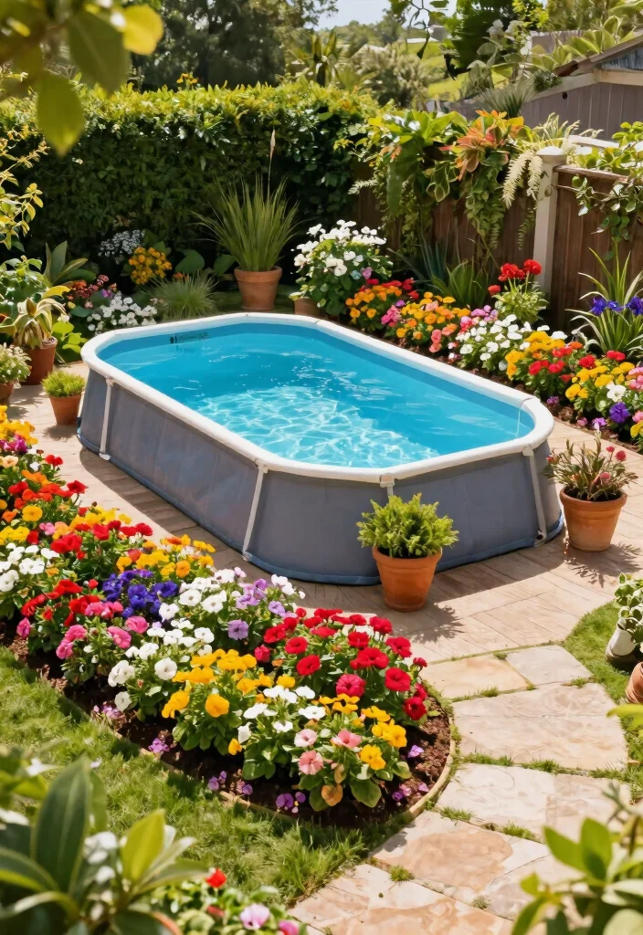 15 Genius DIY Above Ground Pool Ideas On a Budget 8. DIY Poolside Garden 0