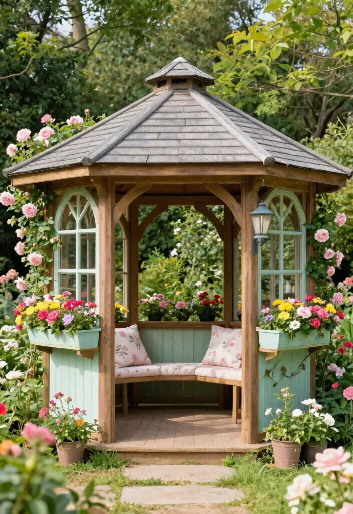 15 Inspiring Gazebo Ideas Backyard Lovers Will Obsess Over 3. Charming Cottage Style Gazebo 0