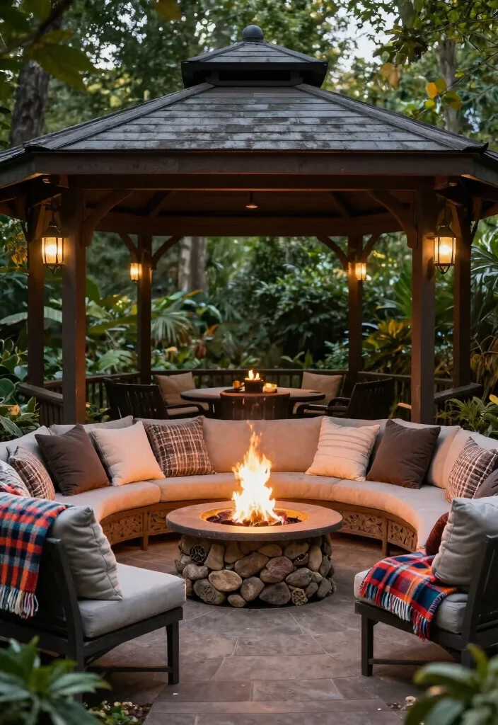 15 Inspiring Gazebo Ideas Backyard Lovers Will Obsess Over 5. Gazebo with a Fire Pit Lounge 0