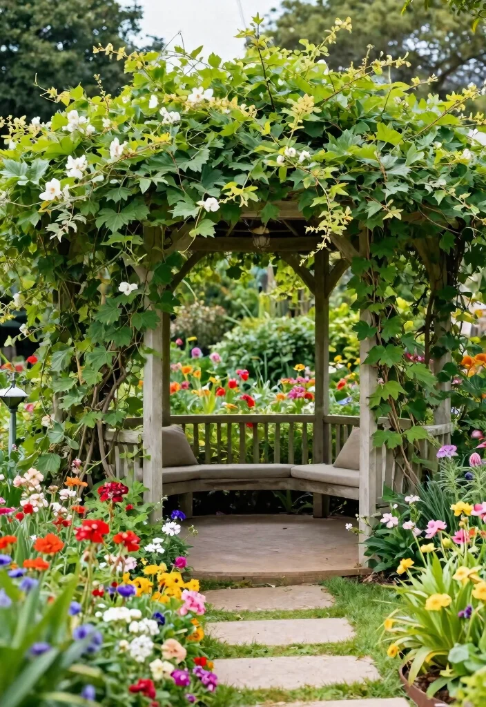 15 Inspiring Gazebo Ideas Backyard Lovers Will Obsess Over 6. Garden Gazebo with Climbing Vines 0