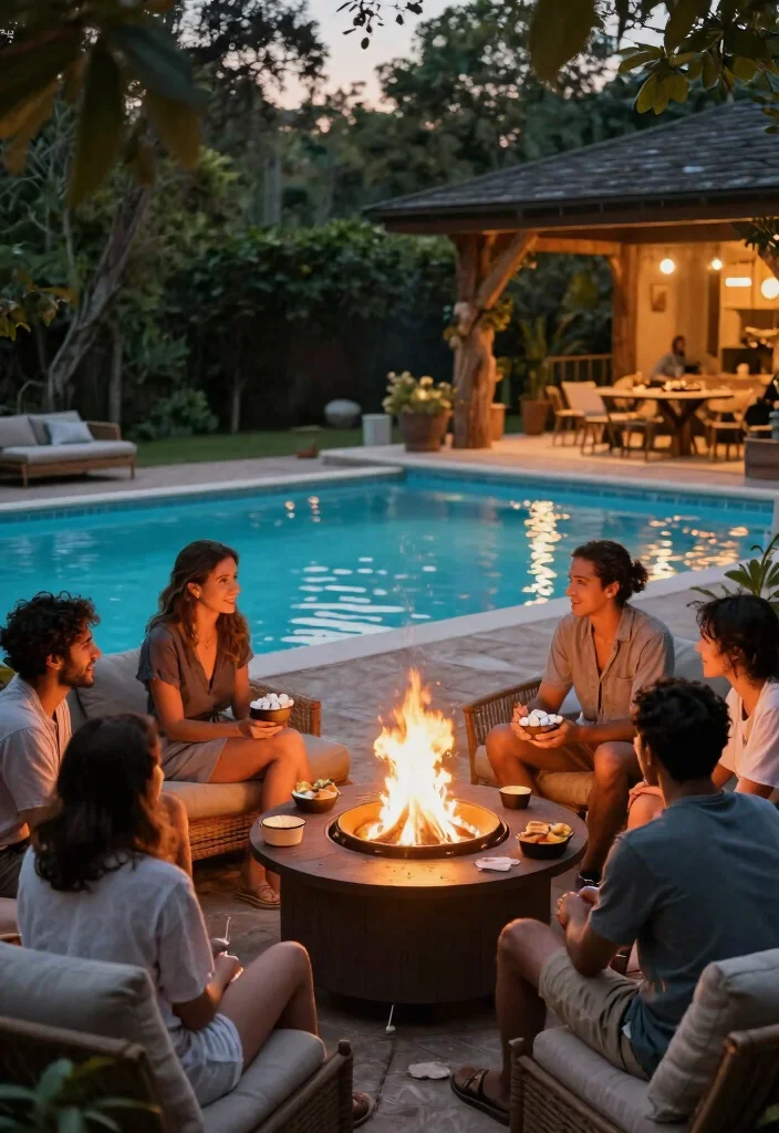 15 Must Have Above Ground Pool Accessories Game Changers 10. Poolside Fire Pits 0