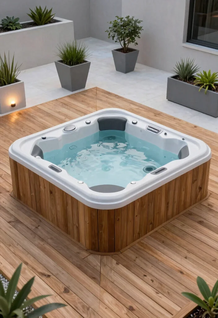 15 Relaxing Hot Tub Ideas Backyard Owners Adore 10. Modern Minimalist Approach 0