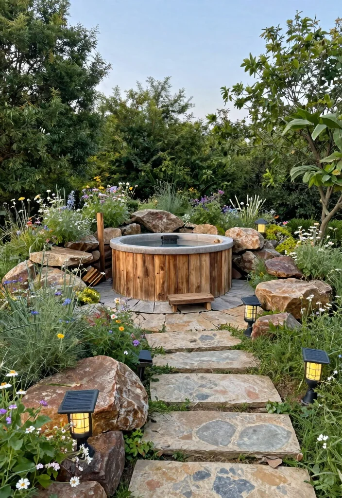 15 Relaxing Hot Tub Ideas Backyard Owners Adore 2. Natural Stone Surrounds 0