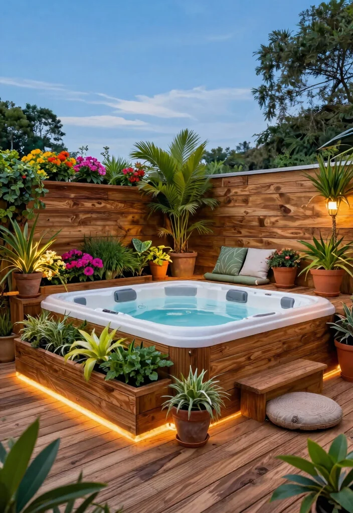 15 Relaxing Hot Tub Ideas Backyard Owners Adore 5. Eco Deck Hot Tub Area 0