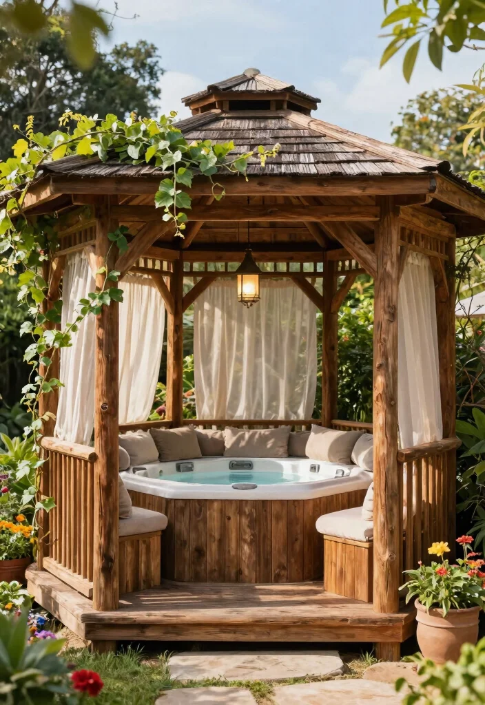 15 Relaxing Hot Tub Ideas Backyard Owners Adore 6. Outdoor Gazebo Retreat 0