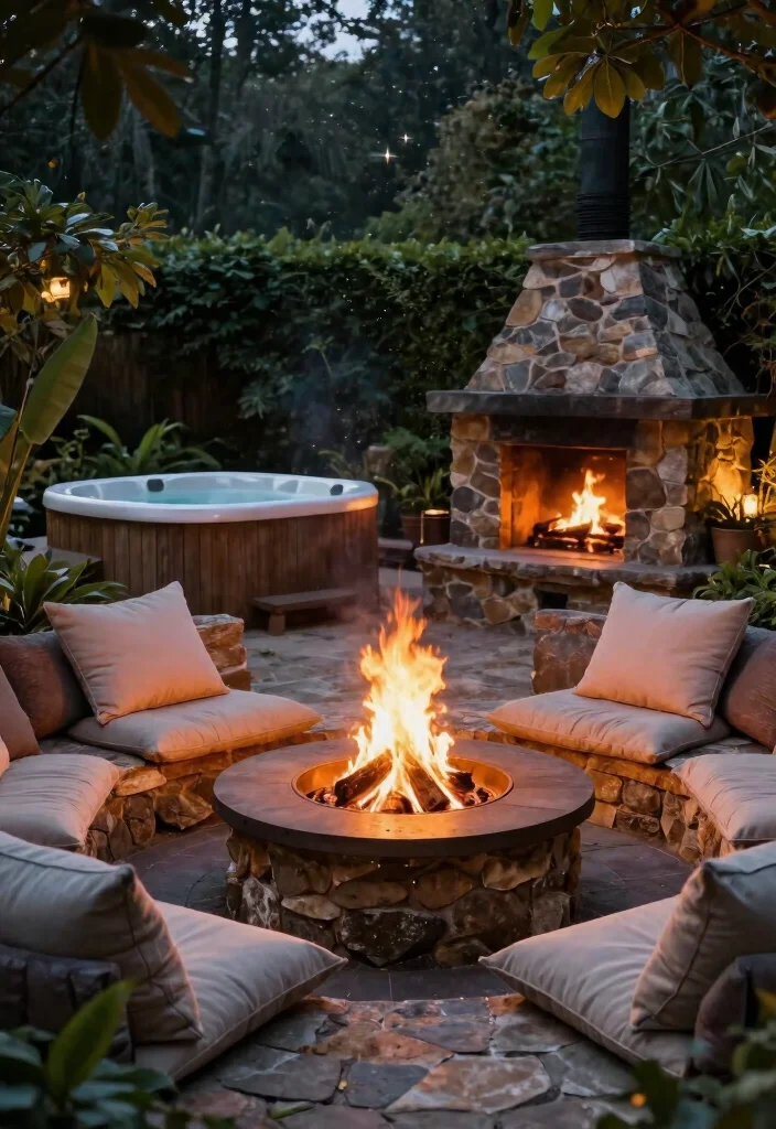 15 Relaxing Hot Tub Ideas Backyard Owners Adore 7. Fire Pit Integration 0