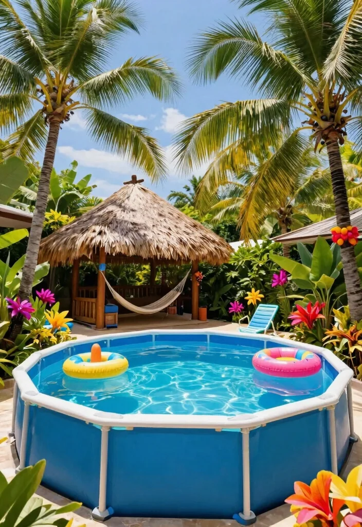 17 Dreamy Above Ground Pool Ideas for a Backyard Oasis 1. Tropical Oasis 0