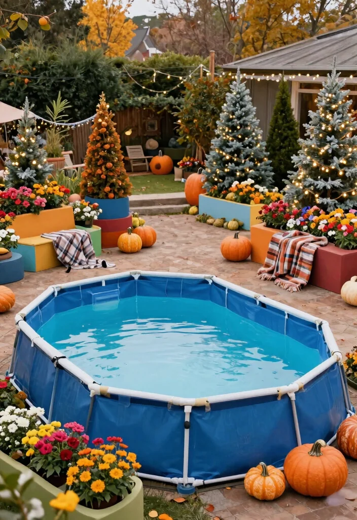 17 Dreamy Above Ground Pool Ideas for a Backyard Oasis 14. Seasonal Wonderland 0