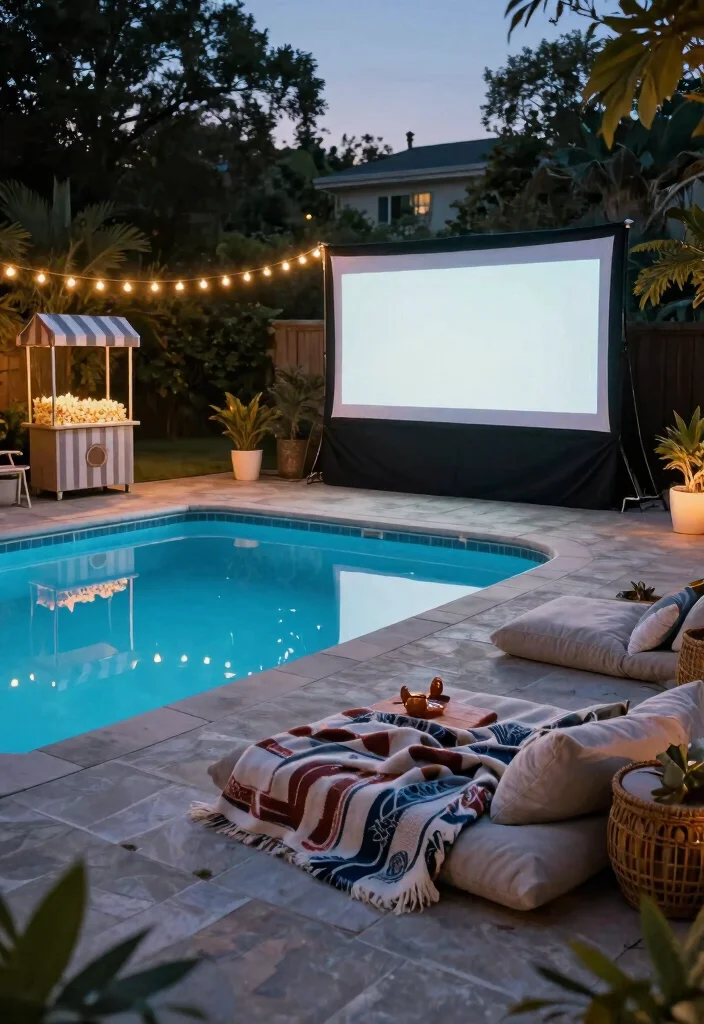 17 Dreamy Above Ground Pool Ideas for a Backyard Oasis 15. Poolside Cinema 0
